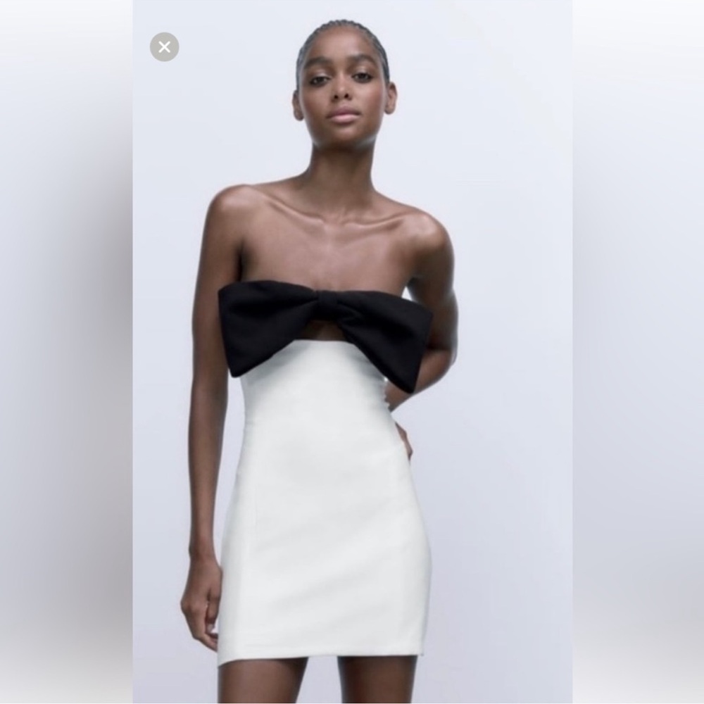 Zara Black Bow Mini dress Size Medium NWT Bloggers Favorite - Picture 11 of 12